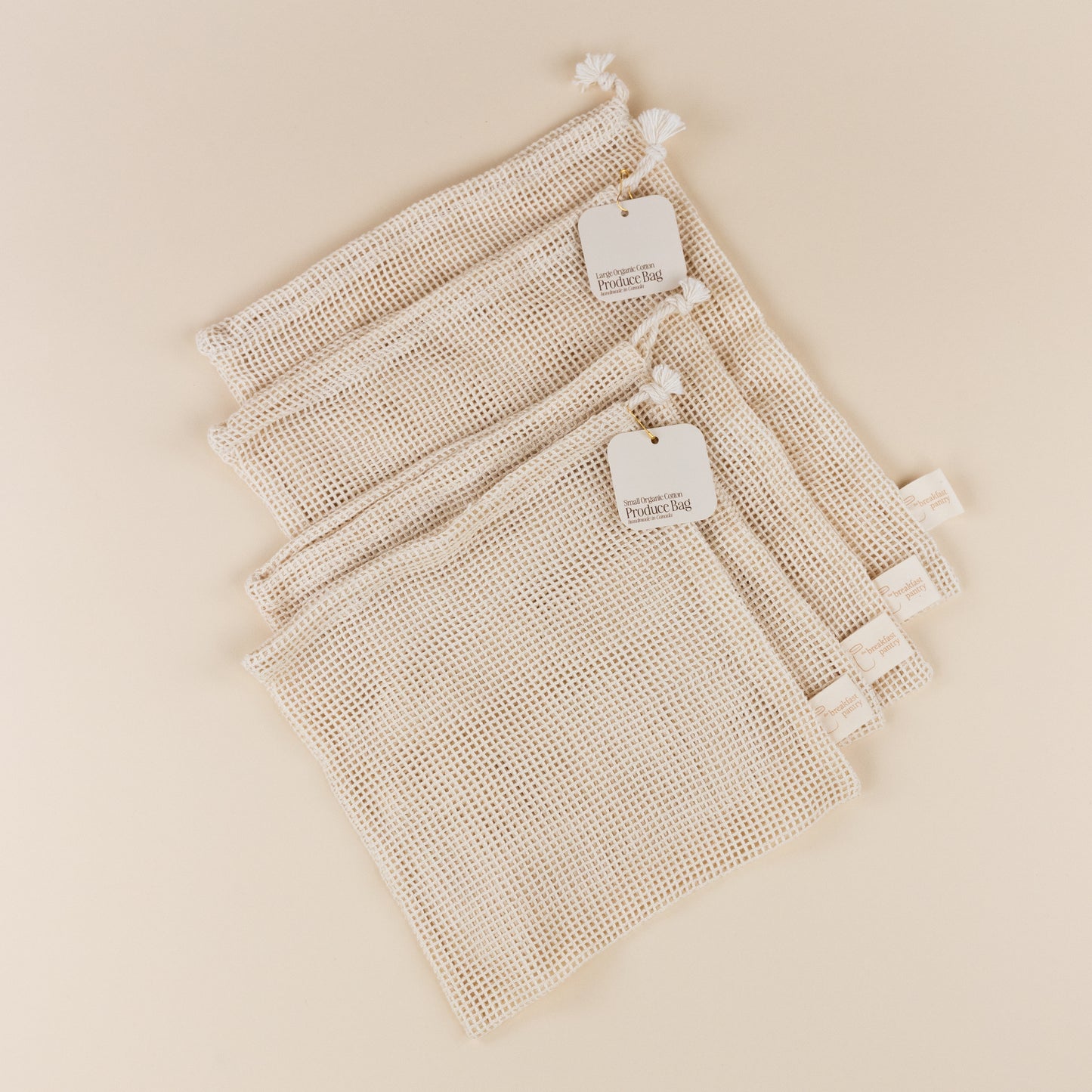 Zero Waste Organic Cotton Produce Bag Set (4 Bags)