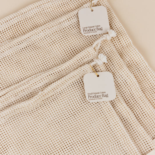 Zero Waste Organic Cotton Produce Bag Set (4 Bags)