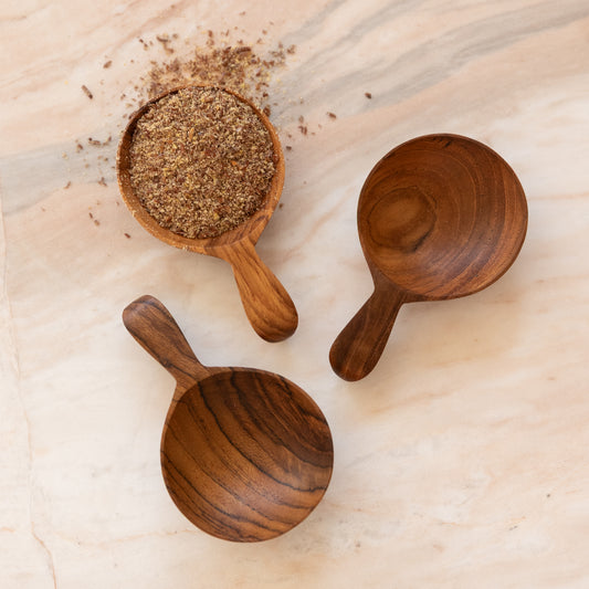 Medium Teak Wood Scoops - 1 Tbsp (Single or Set of 3)