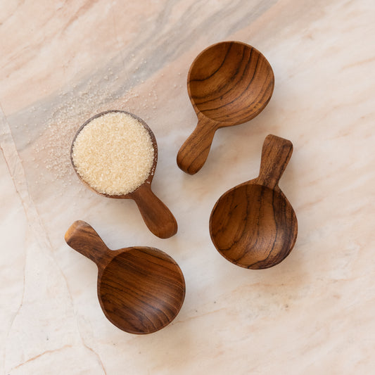 Small Teak Wood Scoops - 1 Tsp (Single or Set of 4)