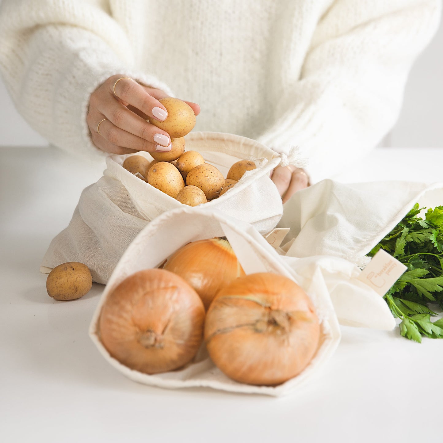 The Breakfast Pantry Organic Cotton Bulk Bag/ Nut Mylk Bag Lifestyle