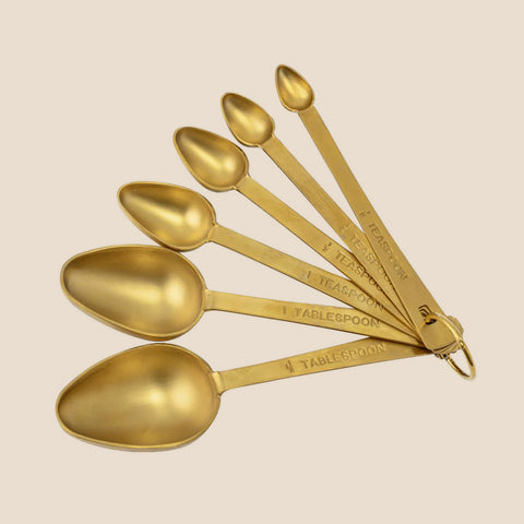 Stainless Steel Golden Measuring Spoons - 6 Set