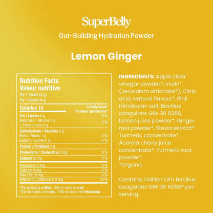 SuperBelly Gut-Building Hydration Powder - Lemon Ginger