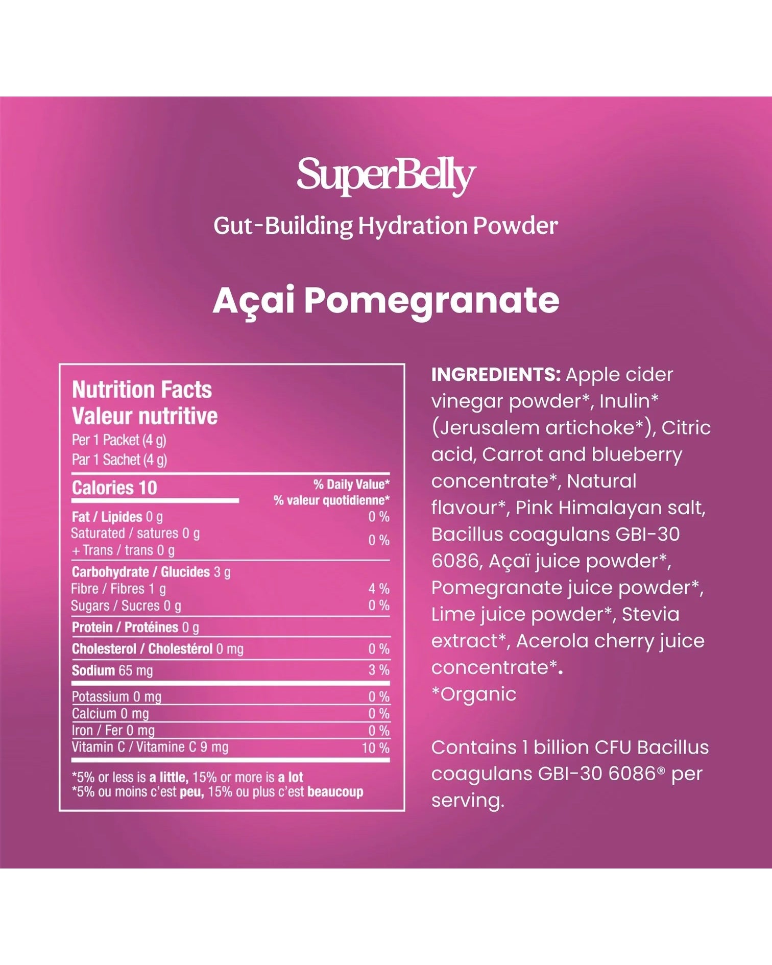 Blume SuperBelly Gut-Building Hydration Powder - Açai Pomegranate Nutrition