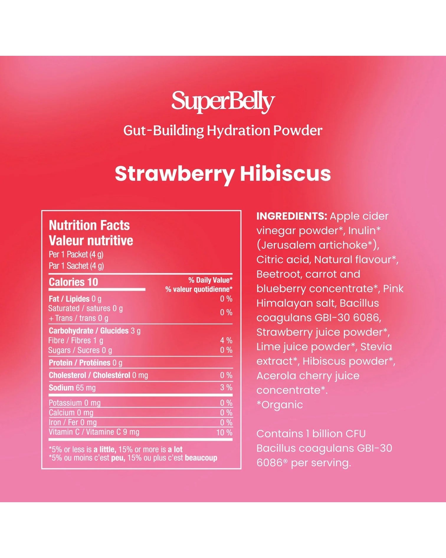 Blume SuperBelly Gut-Building Hydration Powder - Strawberry Hibiscus Nutrition