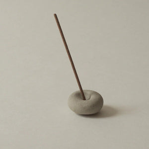 Cedar and Myrrh Mini Light Grey Ceramic Pebble Incense Holder Lifestyle 4