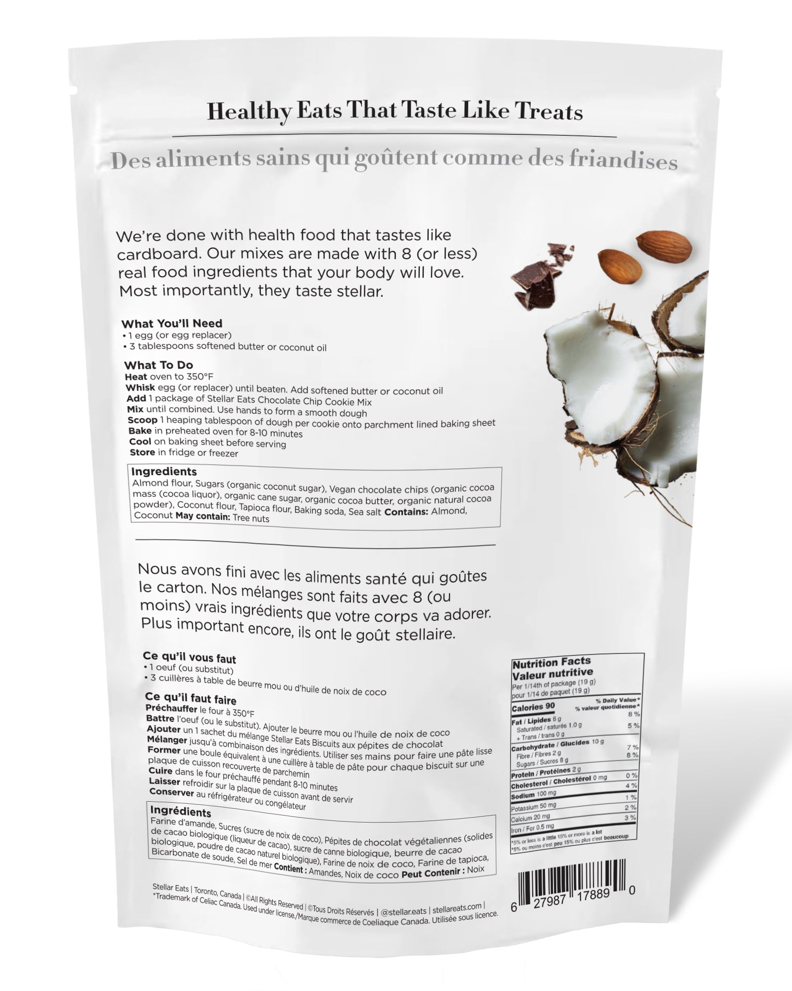 Stellar Eats Grain-Free Chocolate Chip Cookie Mix Nutrition Facts