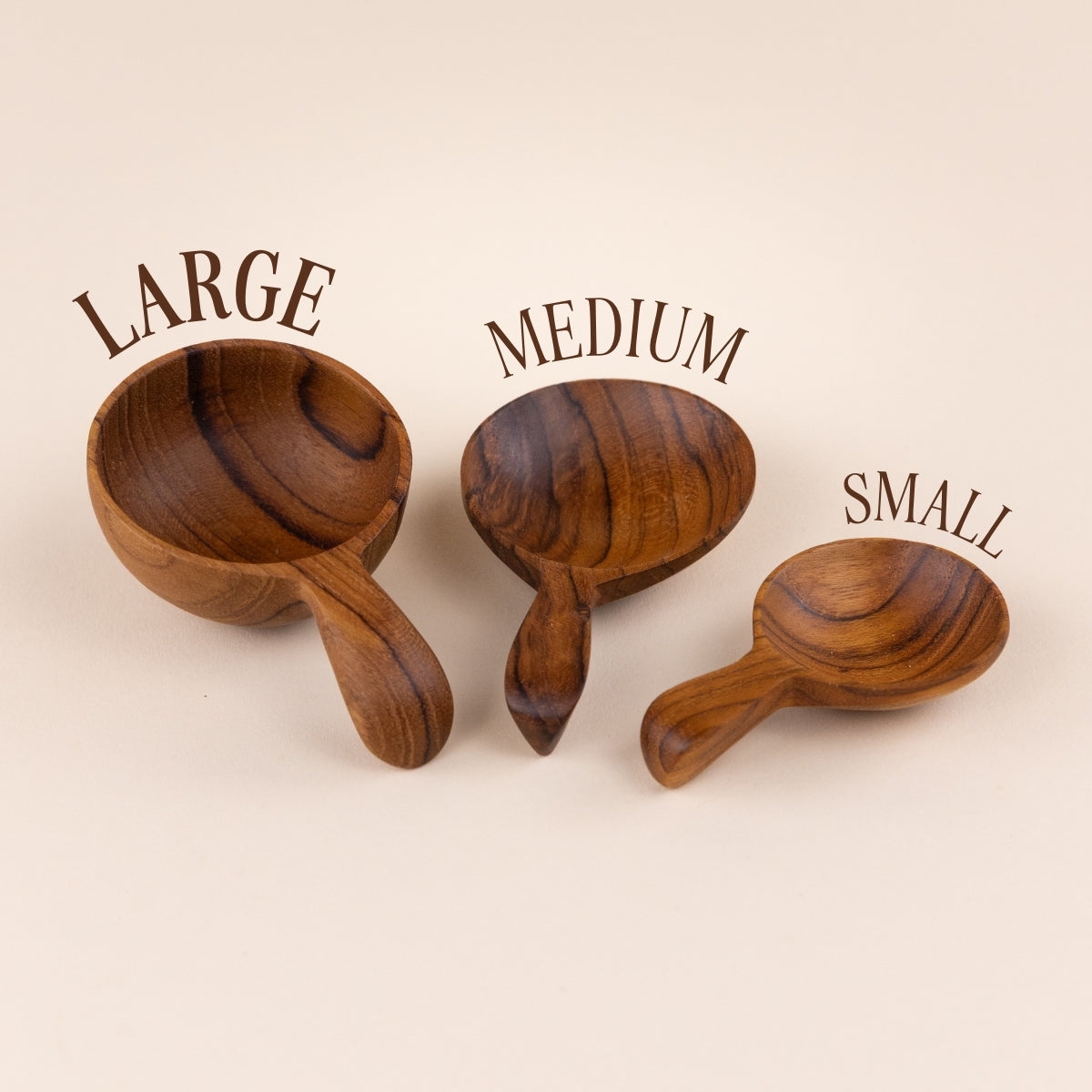 Large Teak Wood Scoops - 2 Tbsp (Single or Set of 3)
