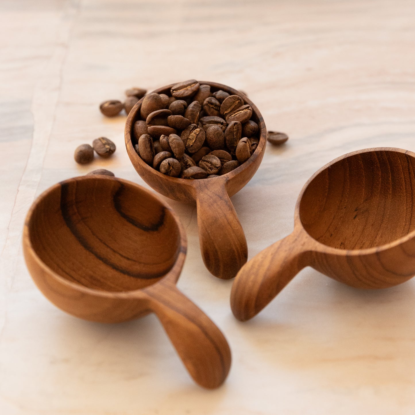 Large Teak Wood Scoops - 2 Tbsp (Single or Set of 3)