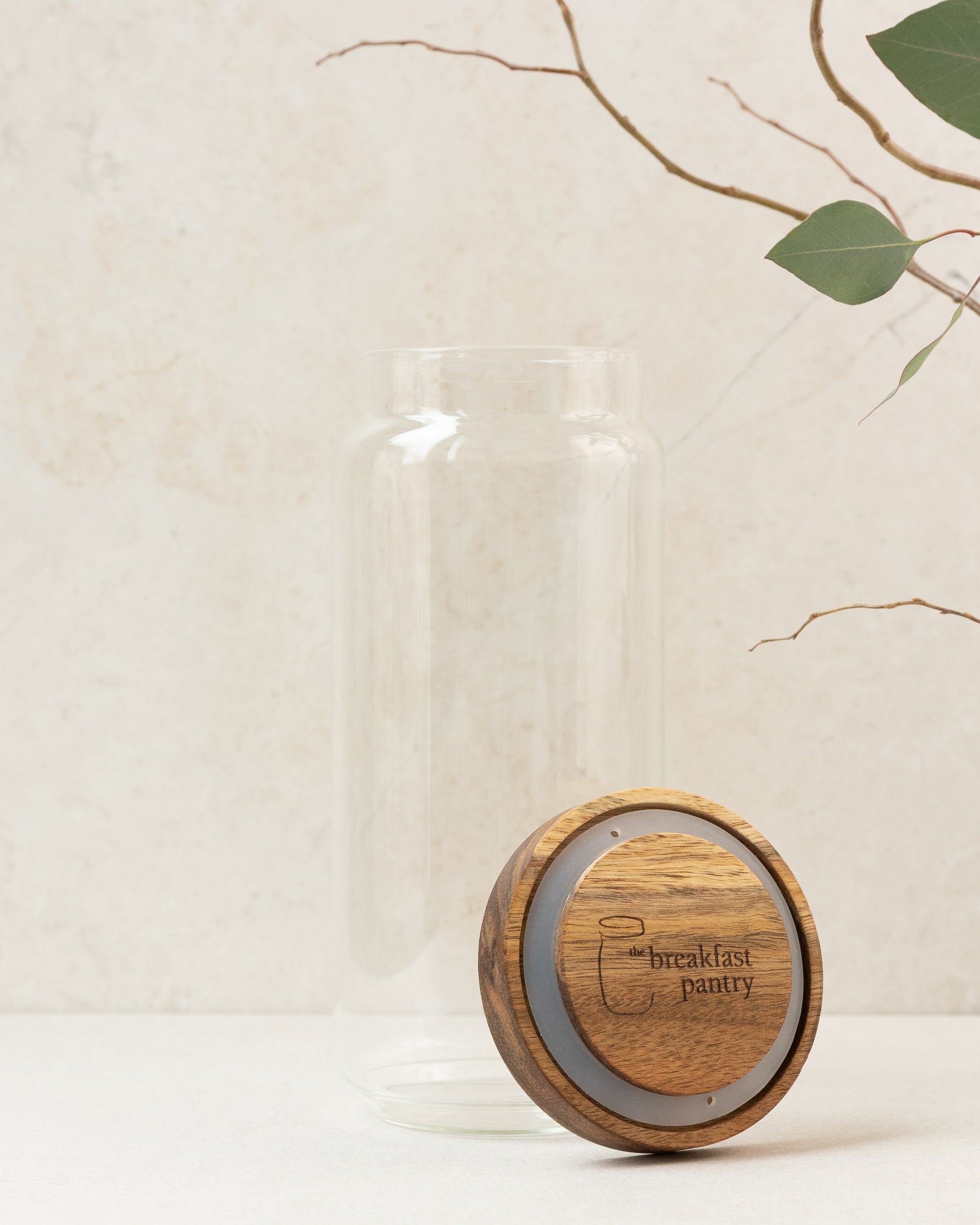 The Breakfast Pantry Large Glass Canister (1000ml) Open Lid